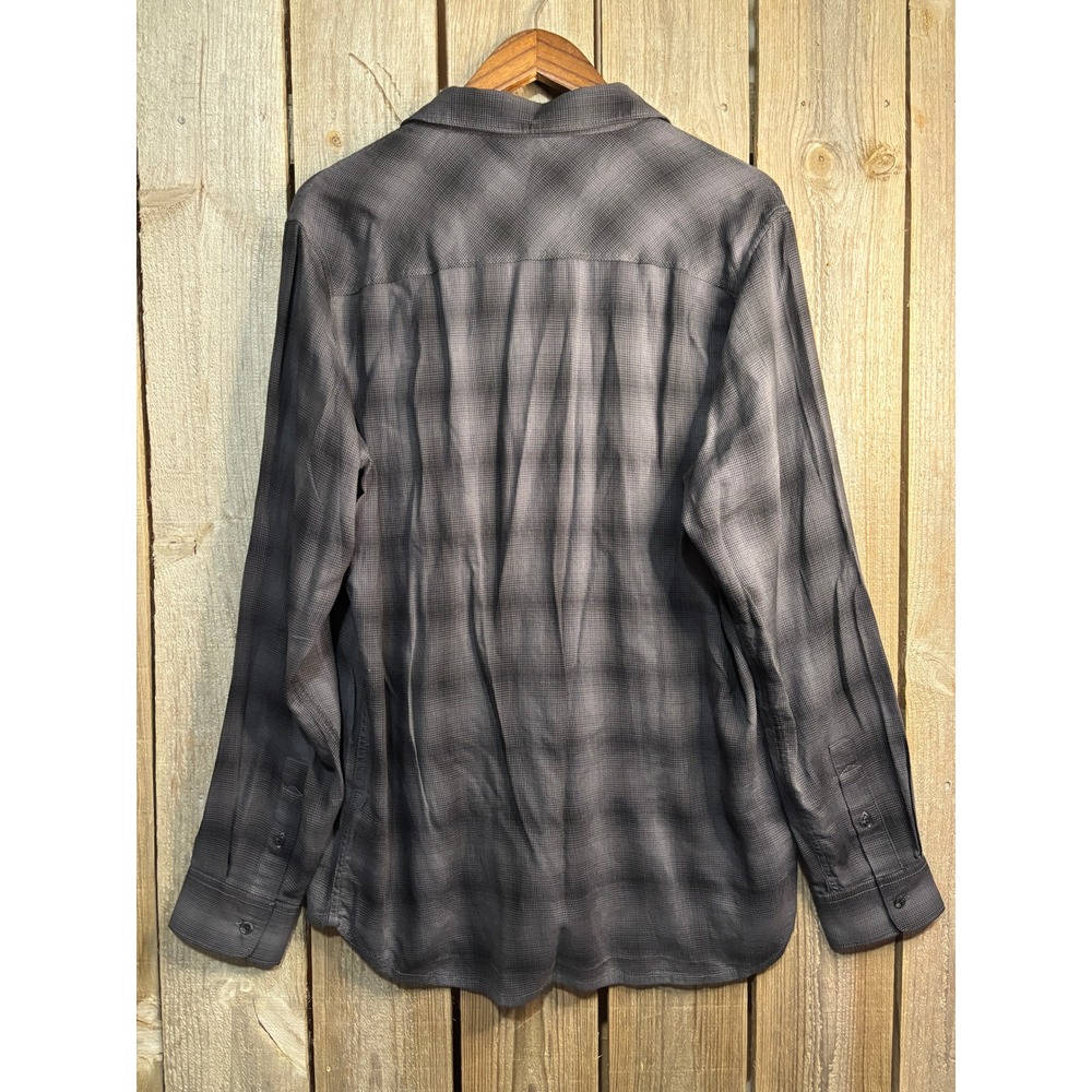 TravisMathew Brocation Men L Grey Black Ombre Plaid Button Down Shirt 1MR408 NEW - Picture 3 of 8